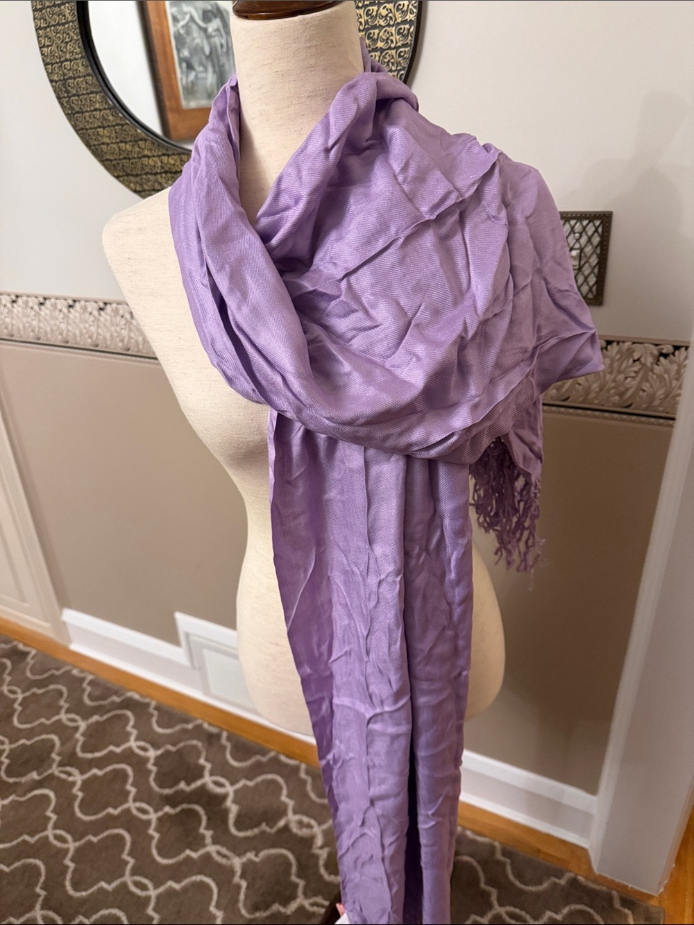Lavender Lightweight Fringe Scarf - Women Accessories needs to be steamed
